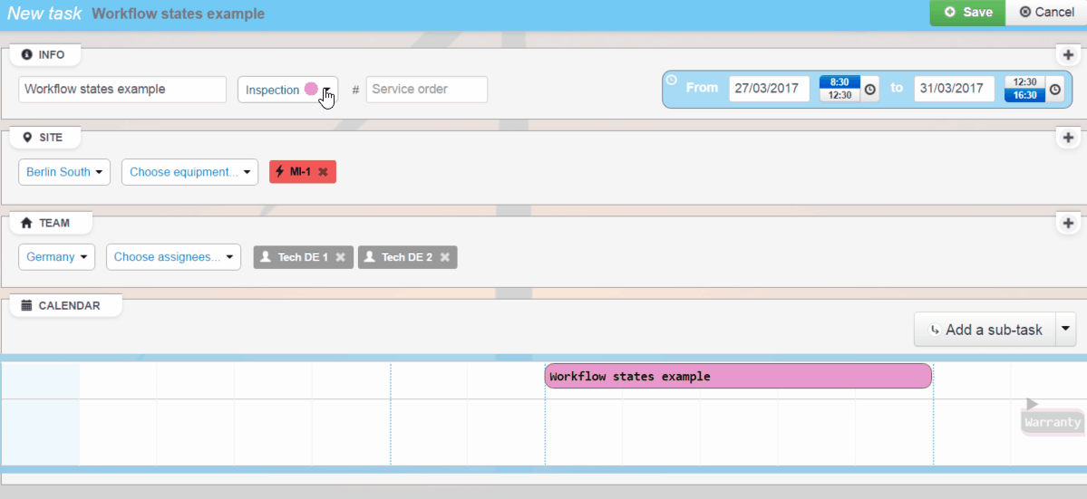 Workflow state choice